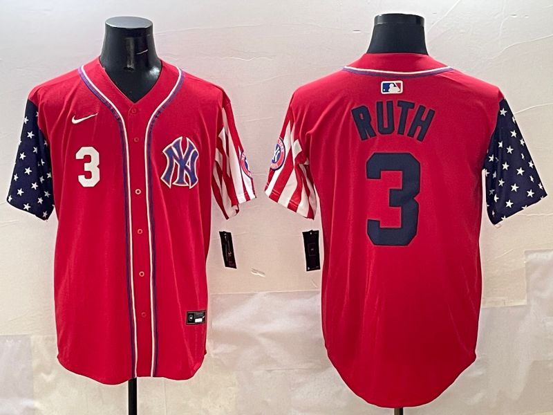 Men New York Yankees #3 Ruth Red a generation of national flags Jointly Name 2025 Nike MLB Jersey style 2->new york yankees->MLB Jersey